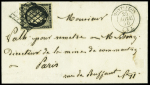 Allier : n°3 OBL grille + T15 Montluçon (1870) sur lettre, ind 14. TB