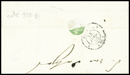 N°4 OBL grille (frappe lourde) + cursive "81 St Mathieu" + T15 "Rochechouart (81)" Haute-Vienne sur lettre, ind 23. TB