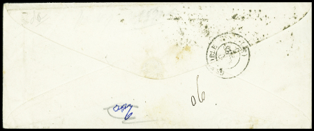 N°13 + 14, au filet , OBL PC 3153 + cursive "37 St Laurent du Pont" Isère (1855) sur lettre pour Grenoble