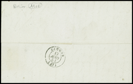 2 lettres : n°14 OBL losange de points "NP" + CAD Nantes AMB 2" (1854) et n°14 OBL losange de points "PT1" + CAD "Nantes  boite AMB 1" (1853). TB