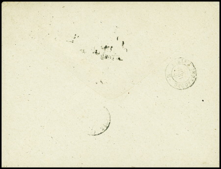 2 lettres : n°36 en paire OBL étoile 9 + CAD "Paris R. Montaigne" (19 juin 1871) et n°36 en paire OBL étoile évidée + CAD "Paris (60)" (7 juin 71). TB
