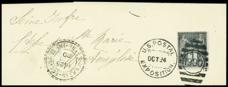 N°83 OBL duplex "US postal station Paris exposition 1900" (24 oct 1900) sur bande de journal. TB