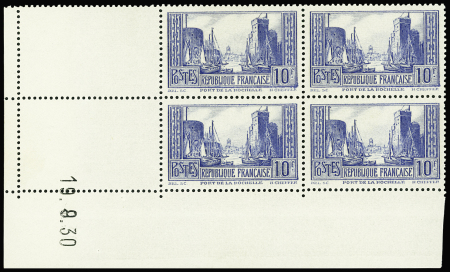 N°261c 10f La Rochelle, type II, bloc de 4 avec cd