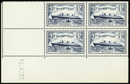 N°299 1f50 Paquebot Normandie, variété spectaculaire