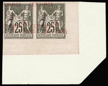 N°5f non dentelé en paire, variété triple surcharge,