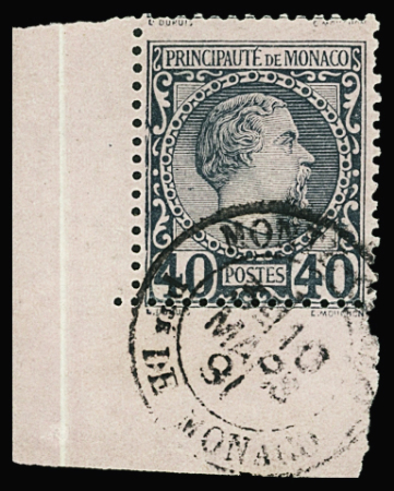 N°7 40c bleu sur rose, variété piquage décalé avec
