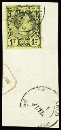 N°9a 1f noir sur jaune vif, obl. càd Monte-Carlo sur