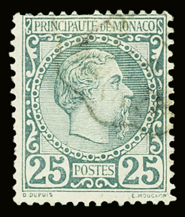 N°6 25c vert, rarissime variété cassure dans l'ornement