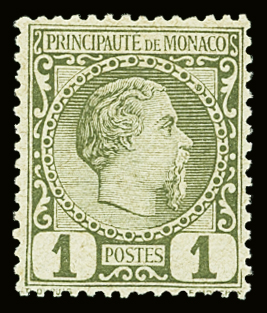 N°1b 1c olive, rare variété a (cf. Almasy) filet cassé