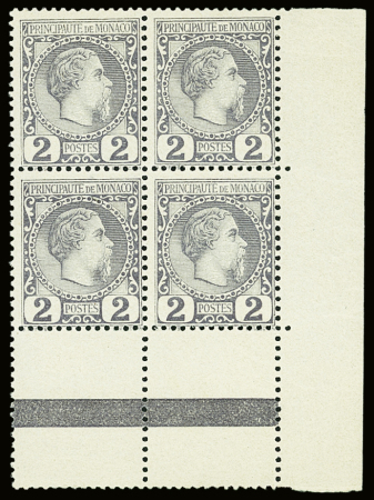 N°2b 2c ardoise, bloc de 4, coin de feuille, neuf **,