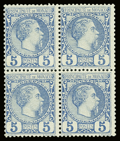 N°3a 5c bleu verdâtre, bloc de 4, neuf **, très frais,
