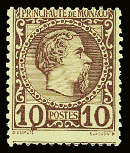 N°4 10c, variété tache sous le 0 de gauche, neuf sans