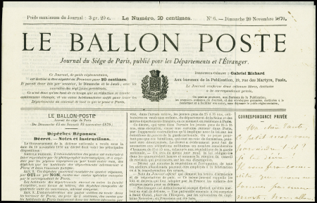 N°29, non oblitéré sur enveloppe à en-tête "par ballon