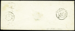 N°14 OBL PC 2865 + cursive "43 La Selle sur le Bied" + T15 "Ferrières-Gatinais (43)" (1854) sur lettre. TB