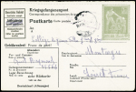 Entier carte postale du Stalag VIF avec figurine vert-gris (GUE J20) OBL dec 1943. TB
