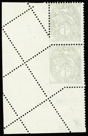 N°107 paire verticale CDF avec belle variété de piquage oblique, neuf **, TB