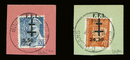 Bourg d'Oisans N°1 et 2 obl. sur petits fragments,