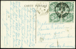 Carte postale de 1925 AFF 5c vert n°111 en bloc de