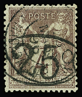 N°26 25c sur 4c lilas-brun sur gris, obl., TB. Signé