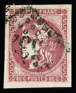 N°49 80c rose, obl. GC 532 de Bordeaux, TB