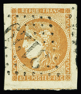 N°48 40c orange, belles marges dont voisin, obl. GC