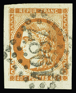 N°48 40c orange, spectaculaire variété avec zones
