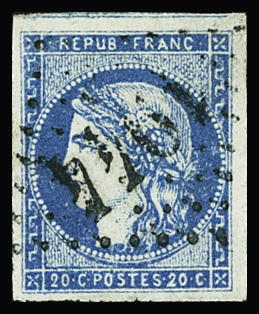 N°44Aa 20c bleu foncé, Type 1, Report 1, obl. GC 1944