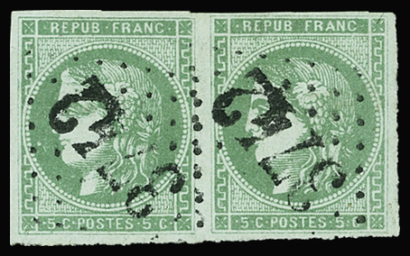 N°42Bg 5c vert, paire obl. GC 3742 de St-Mards-en-Othe
