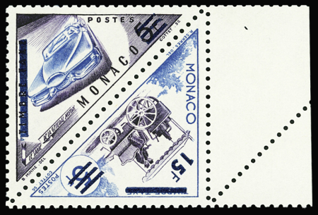 N°461/462d 15f sur 5f bleu clair et violet sans surchage