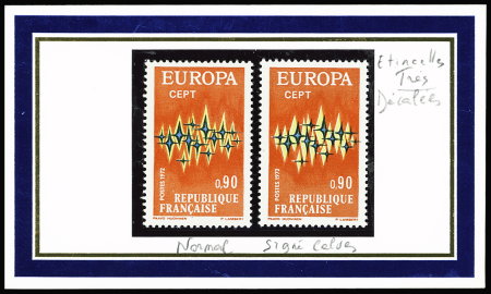 N°1715a EUROPA 1972, variété étincelles très décalées,
