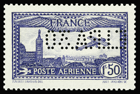 N°6c 1f50 outremer perforé EIPA 30, variété perforation