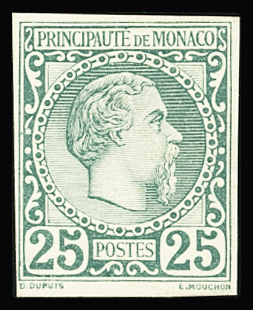 N°6 25c vert, tirage sur bristol pour l'Exposition