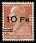 N°3 Berthelot 10F sur 90c rouge, neuf avec trace de