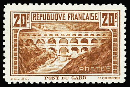 N°262B 20f Pont du Gard, Type I, dentelure 11, neuf