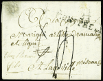 Lettre de Montpellier pour Luneville (vers 1792) avec au verso MP "Deb Lunel", ind 20. TB