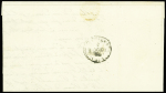 N°4 OBL grille + T14 Montagnac (1850) sur lettre, ind 22. TB