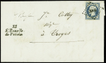 N°14 OBL PC 3000 + cursive "33 St Bauzille de Putois" (26 janvier 1855) sur lettre. TB