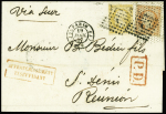 REUNION N°16+13 obl. losange J sur lettre de Paris
