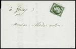 GENEVE N°11 1c olive, sur imprimé (partiel) de Genève