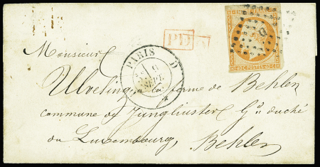 LUXEMBOURG N°16 (lég. touché) obl. losange D sur lettre