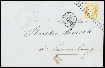 LUXEMBOURG N°16 obl. roulette de gros points sur lettre