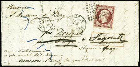 ESTONIE N°17A obl. PC sur lettre originaire de Naples