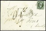N°11 1c olive obl. PC sur lettre de Le Mans, Sarthe,