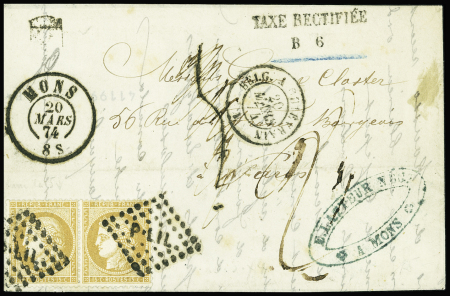 Lettre postée de Mons, Belgique, avec paire de n°59