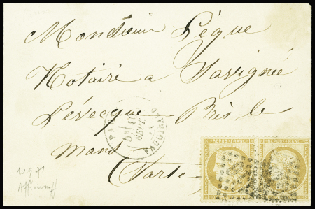 N°36 en paire obl. GC 4116 de Paris Vaugirard 10 septembre