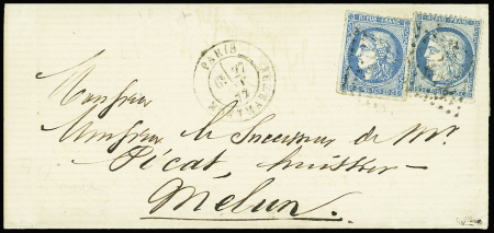 N°37 +46B (lég. au filet en haut) obl. GC sur lettre