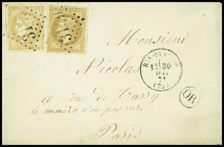 N°28B +43B obl. GC sur enveloppe de Ris-Orangis, Seine-et-Oise,