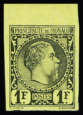 N°9 1f noir sur jaune, NON DENTELE, bord de feuille,