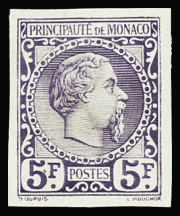 N°10 5f épreuve en violet, NON DENTELE, TTB, RR