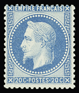 N°29B 20c bleu, neuf * (1/2 charnière), très frais,